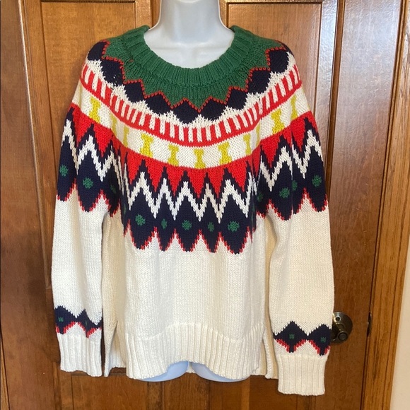 Aerie Fair Isle Yoke Ski Nordic Knit Sweater Multi Color Size Medium - Picture 1 of 10